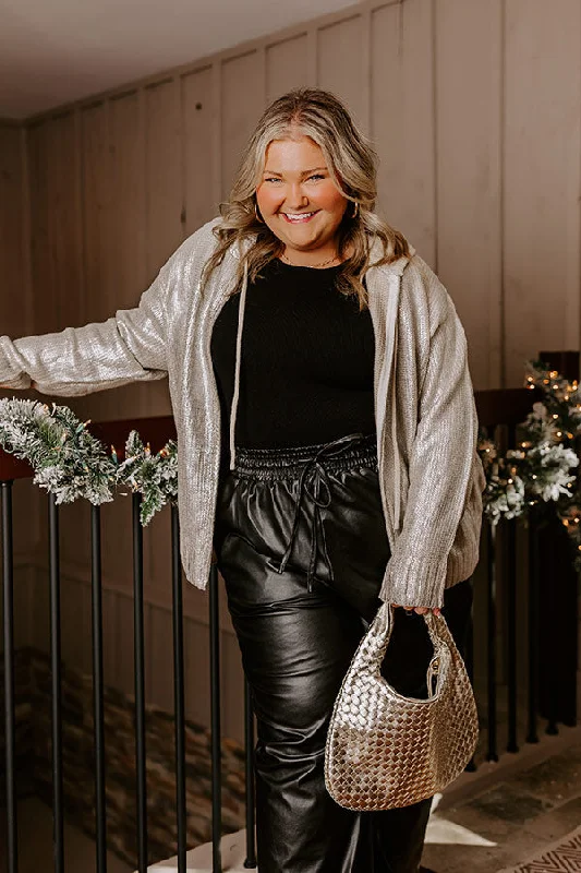 Artful Design Women's Athletic Apparel Shine On Knit Metallic Sweater Curves