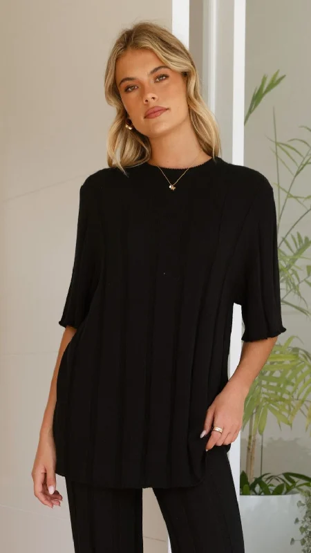 Chic & Cozy Collection Bayu Knit Top - Black