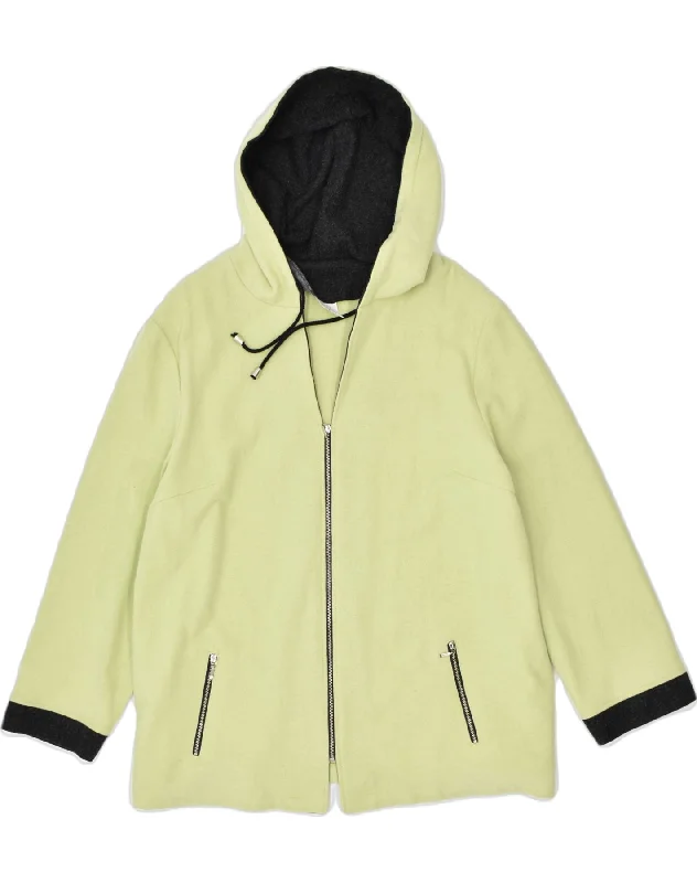 Flash Sales This Week VINTAGE Womens Hooded Overcoat UK 24 3XL Green Polyester