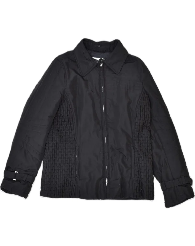 Preppy Style VINTAGE Womens Windbreaker Jacket UK 12 Medium Black Modal