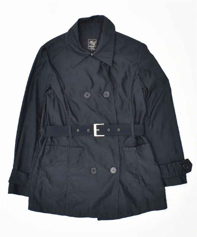 Trendy Street Style Clothing BEST COMPANY Womens Double Breasted Coat UK 10 Small Navy Blue Polyester Trendy Street Style Clothing BEST COMPANY Womens Double Breasted Coat UK 10 Small Navy Blue Polyester