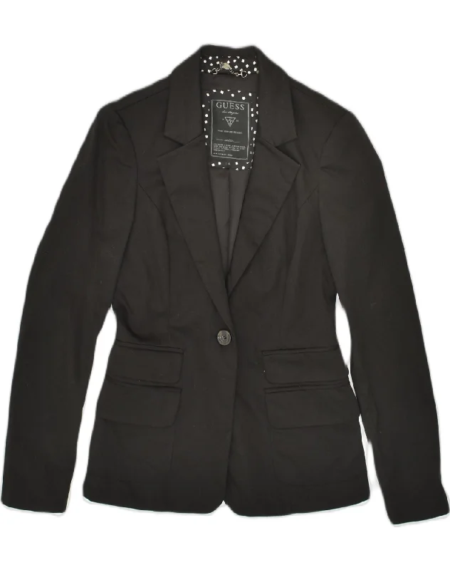 Women's Trendy Attire GUESS Womens 1 Button Blazer Jacket US 4 Small Black Cotton