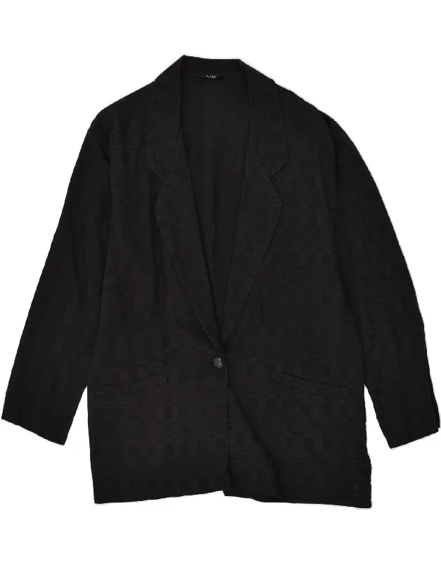 Affordable Fashion Clothing For Women VINTAGE Womens 1 Button Blazer Jacket UK 18 XL Black Geometric Affordable Fashion Clothing For Women VINTAGE Womens 1 Button Blazer Jacket UK 18 XL Black Geometric
