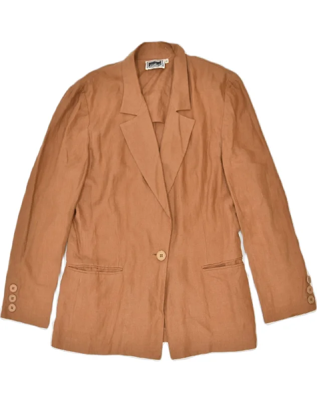 Premium Fabrics LUISA SPAGNOLI Womens 1 Button Blazer Jacket IT 46 Large Brown