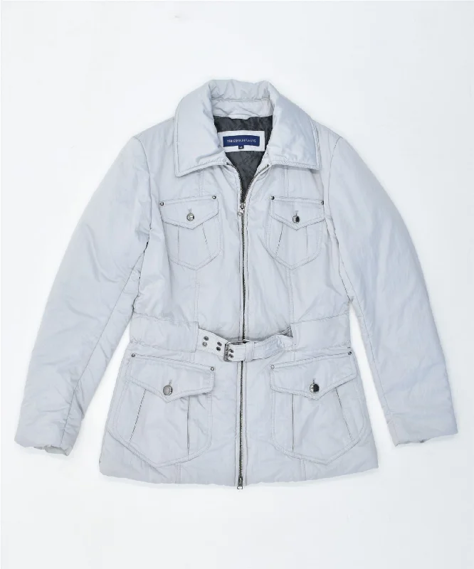 Women's Apparel TRUSSARDI JEANS Womens Padded Jacket IT 46 Large Grey Polyester