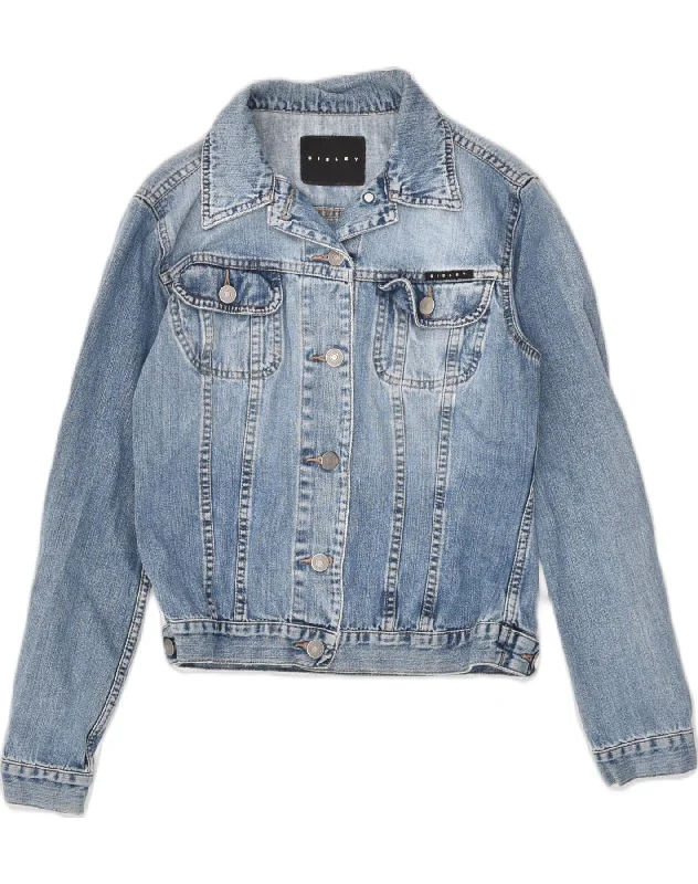 Women's Clothing Sale SISLEY Womens Denim Jacket UK 12 Medium Blue Cotton