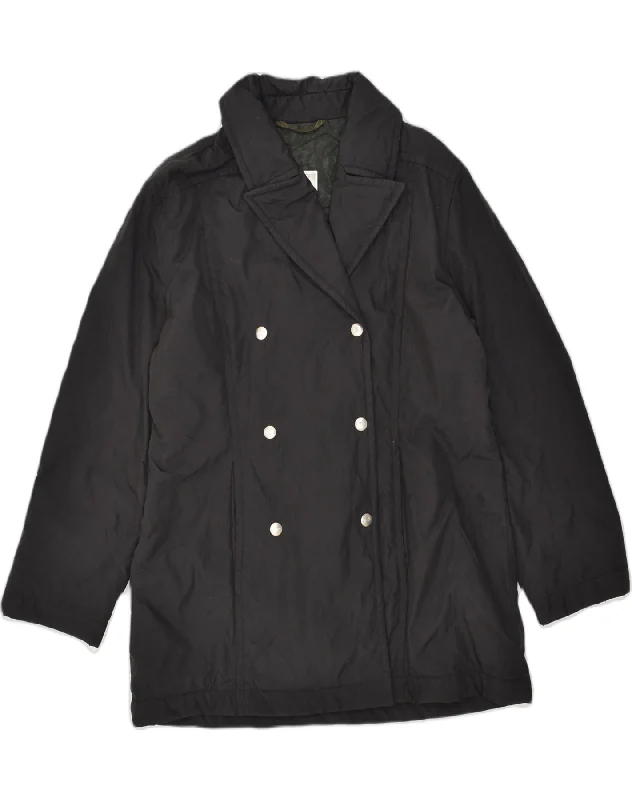 Flash Discount LACOSTE Womens Double Breasted Coat Size 42 Large Black Polyester