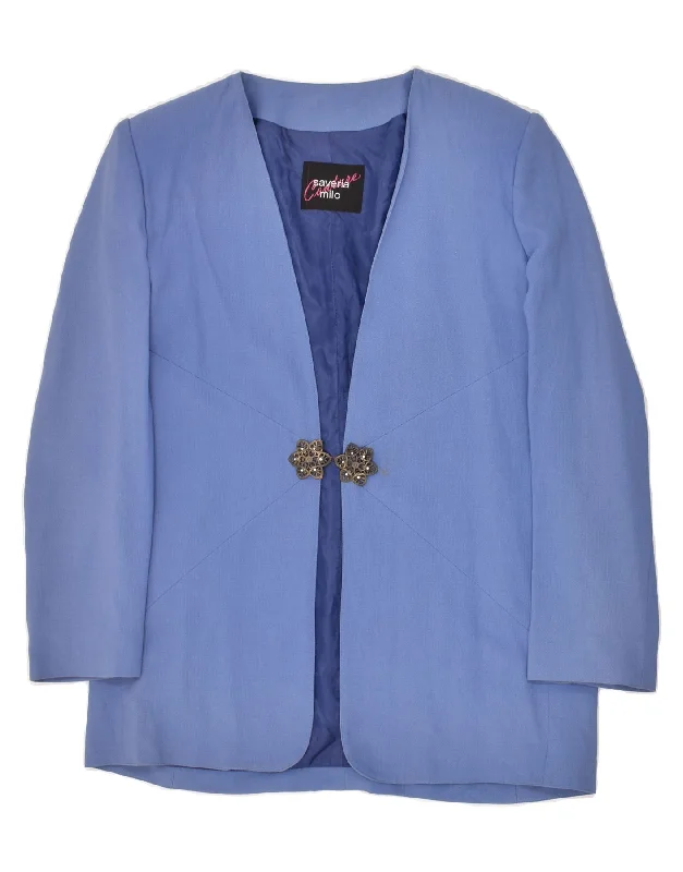 Graceful Fashion VINTAGE Womens Blazer Jacket IT 44 Medium Blue Acetate