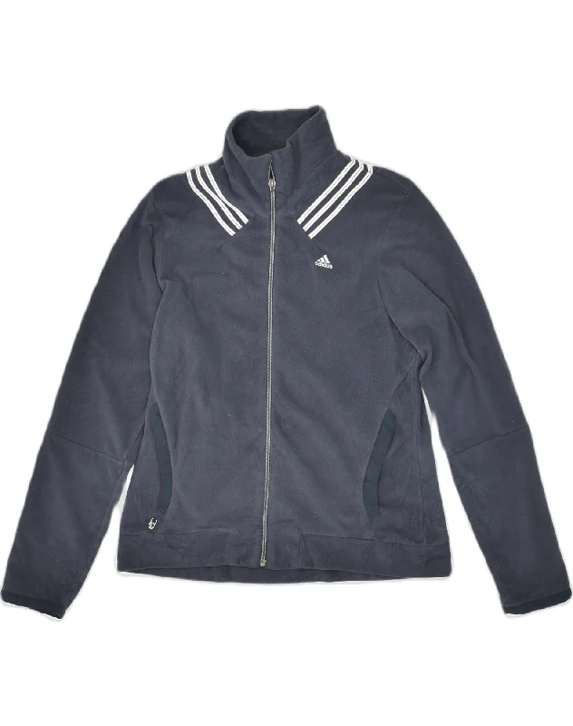 Women's Plus-Size Casual Outfit ADIDAS Womens Fleece Jacket UK 14 Medium Navy Blue Polyester Women's Plus-Size Casual Outfit ADIDAS Womens Fleece Jacket UK 14 Medium Navy Blue Polyester
