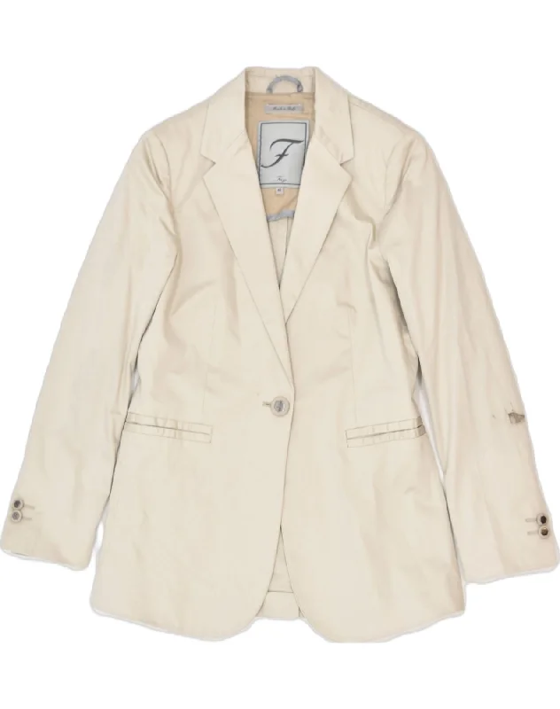 Women's Vintage Attire FAY Womens 1 Button Blazer Jacket IT40 Small Beige Cotton