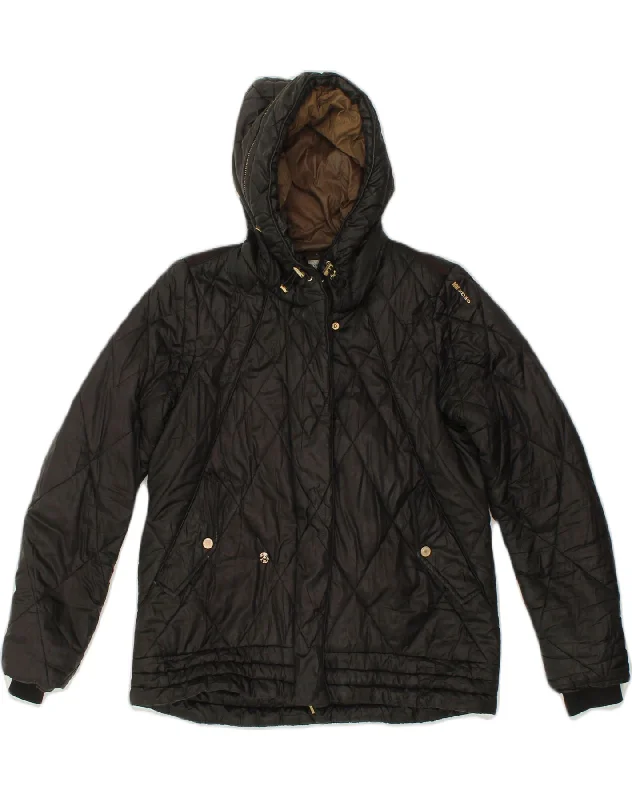 Bold Prints Casual Chic GEOX Womens Oversized Hooded Padded Jacket UK 10 Small Black Polyester Bold Prints Casual Chic GEOX Womens Oversized Hooded Padded Jacket UK 10 Small Black Polyester