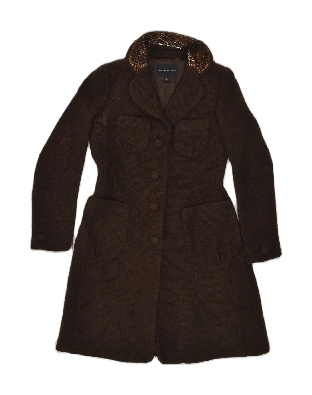 Women's High-Fashion Attire BANANA REPUBLIC Womens Overcoat UK 10 Small Brown Wool