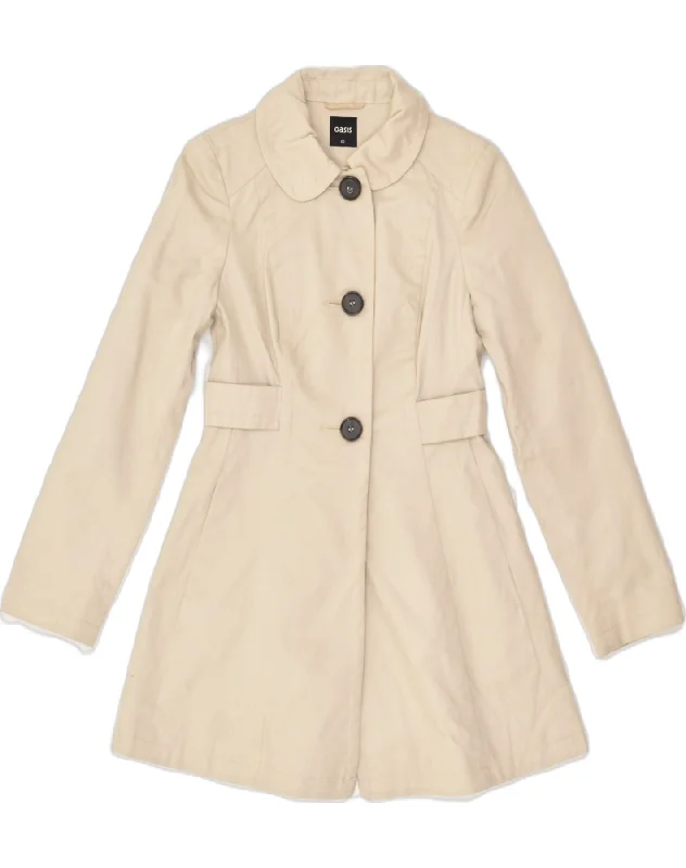 Women's Occasion Wear Clothes OASIS Womens Overcoat UK 6 XS Beige Cotton