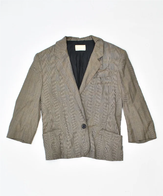 Clothing Brands DANIELA GERINI Womens 1 Button Blazer Jacket UK 16 Large Brown Check Wool Clothing Brands DANIELA GERINI Womens 1 Button Blazer Jacket UK 16 Large Brown Check Wool
