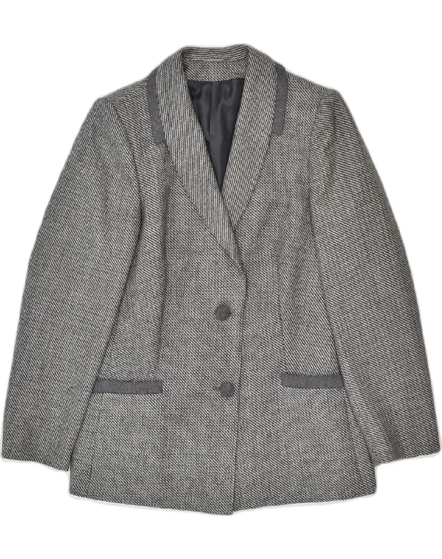 Women's Timeless Attire VINTAGE Womens 2 Button Blazer Jacket IT 48 XL Grey Wool