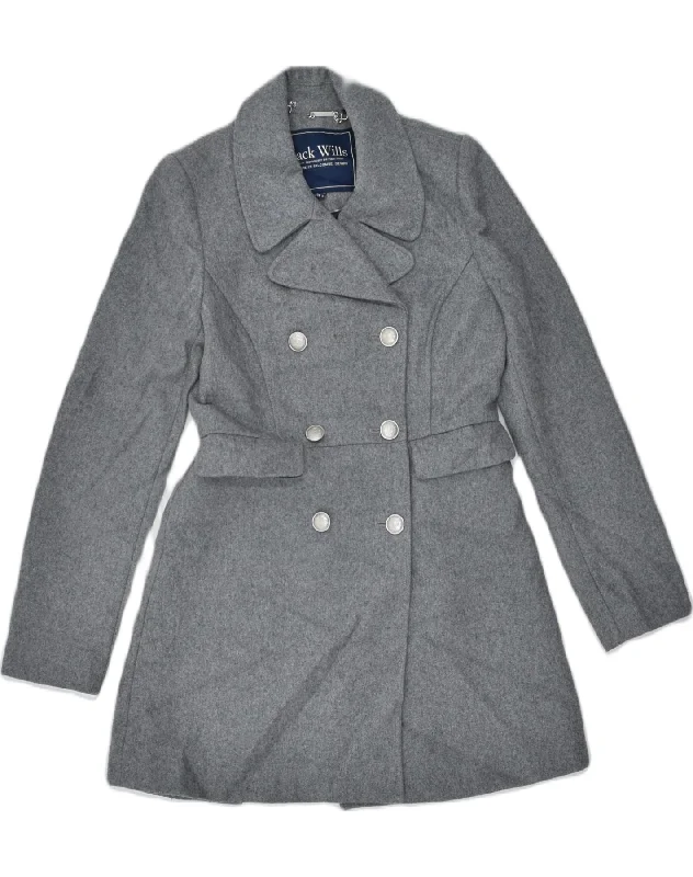Women's Clothing Sale JACK WILLS Womens Double Breasted Coat UK 10 Small Grey Wool