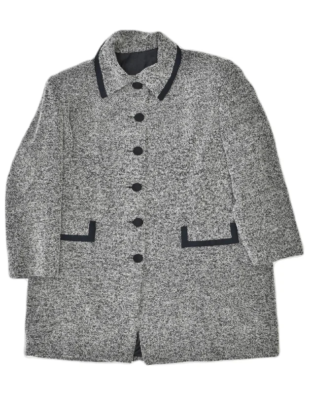 Women's Chic Outerwear Outfit VINTAGE Womens Overcoat UK 18 XL Grey Flecked