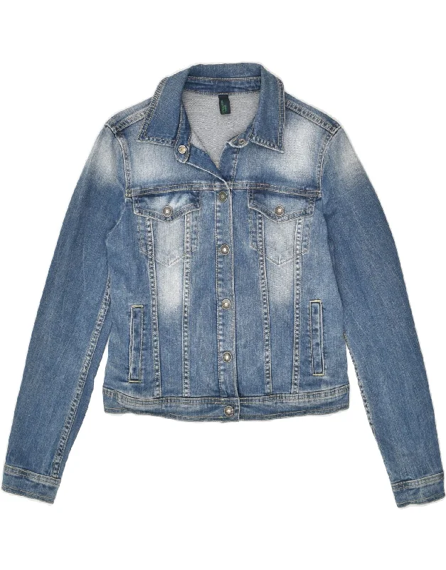 Women's Outfit For The Office BENETTON Womens Denim Jacket UK 12 Medium Blue Cotton
