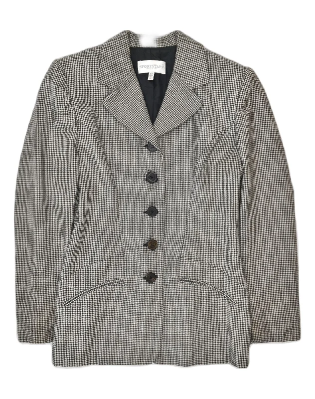 Online Boutiques Best SPORTSTAFF Womens 5 Button Blazer Jacket IT 42 Medium Black Houndstooth Online Boutiques Best SPORTSTAFF Womens 5 Button Blazer Jacket IT 42 Medium Black Houndstooth
