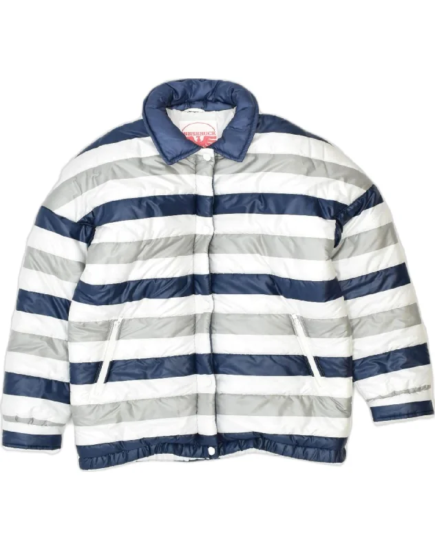 Women's Travel Outfit Set VINTAGE Womens Padded Jacket US 14 XL Navy Blue Striped Polyester Women's Travel Outfit Set VINTAGE Womens Padded Jacket US 14 XL Navy Blue Striped Polyester