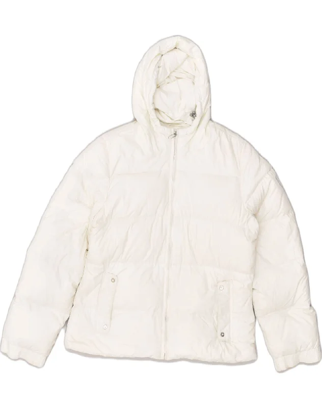 Business Casual Outfits CHAMPION Womens Hooded Padded Jacket UK 16 Large White Polyester