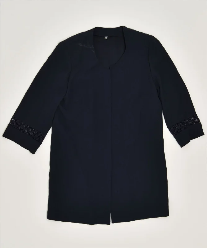 Sale For Women VINTAGE Womens 3/4 Sleeve Blazer Jacket UK 12 Medium Navy Blue