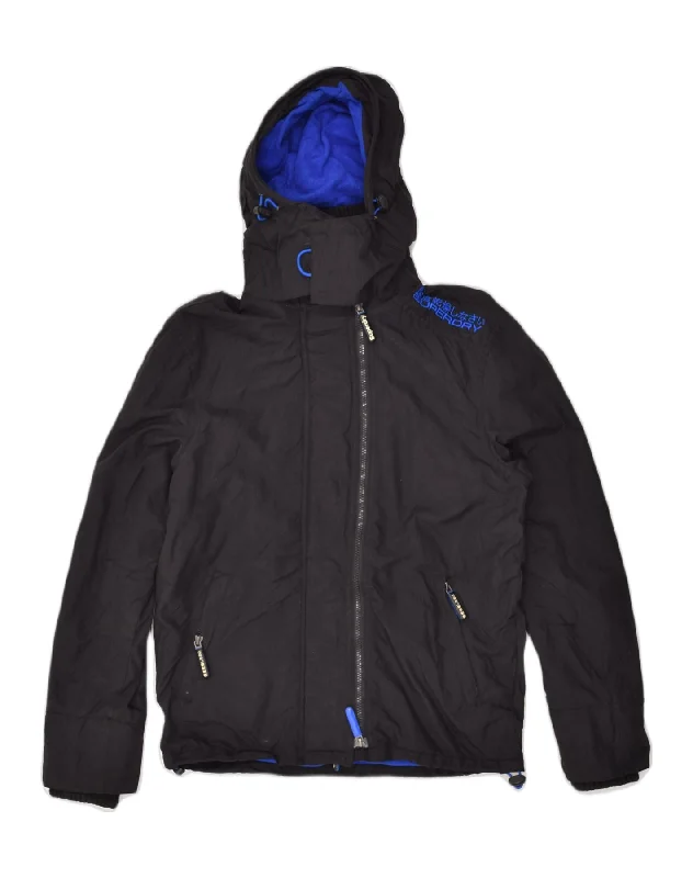 Women's Sports Apparel SUPERDRY Womens Windcheater Hooded Windbreaker Jacket UK 10 Small Black Women's Sports Apparel SUPERDRY Womens Windcheater Hooded Windbreaker Jacket UK 10 Small Black