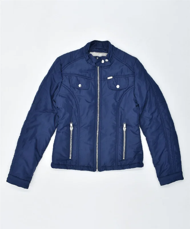 Stylish Women's Apparel LEE Womens Padded Jacket UK 8 Small Blue Polyester