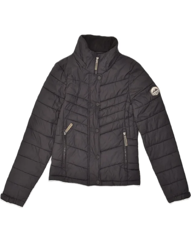 Timeless Elegance SUPERDRY Womens Padded Jacket UK 6 XS Black Polyester