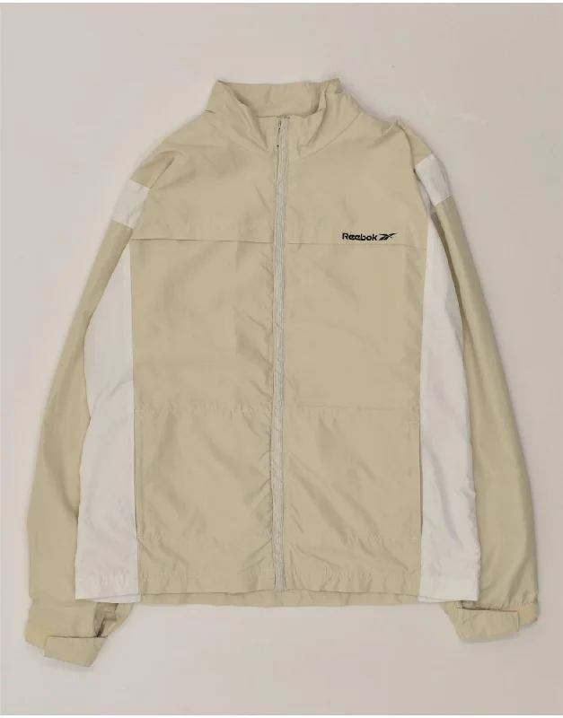 Women's Transitional Apparel REEBOK Womens Bomber Jacket UK 14 Large Beige Colourblock Polyester Women's Transitional Apparel REEBOK Womens Bomber Jacket UK 14 Large Beige Colourblock Polyester