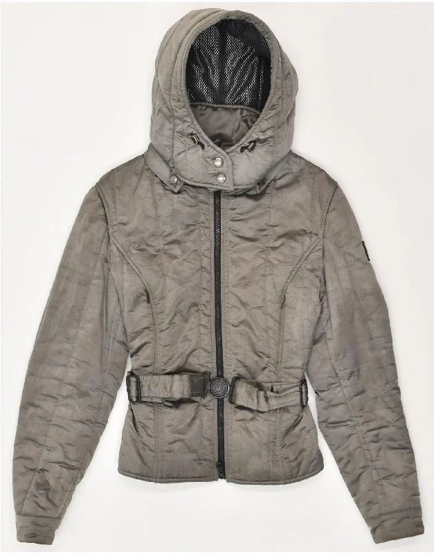 Stylish Loungewear for Women REFRIGIWEAR Womens Hooded Windbreaker Jacket UK 10 Small Grey Polyamide