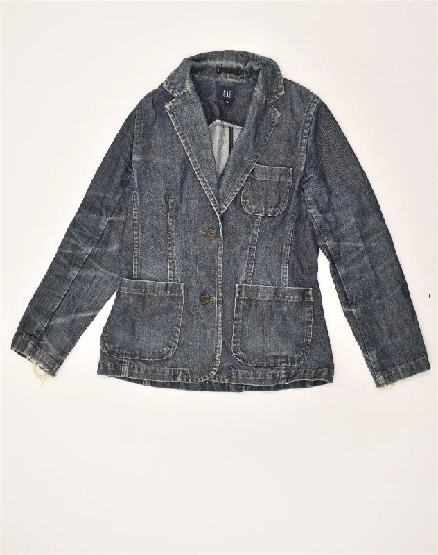 Affordable Women's Clothing GAP Womens 2 Button Denim Blazer Jacket US 8 Medium Blue Cotton Affordable Women's Clothing GAP Womens 2 Button Denim Blazer Jacket US 8 Medium Blue Cotton