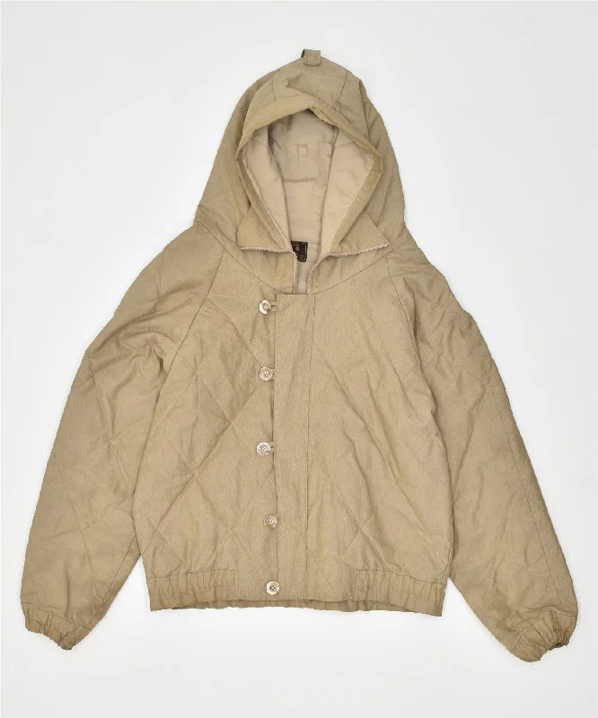 Casual Women's Clothing TRUSSARDI Womens Hooded Quilted Jacket UK 18 XL Beige