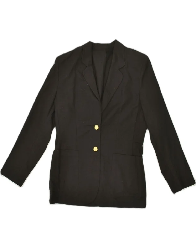 Women Wear Brands VINTAGE Womens 2 Button Blazer Jacket UK 12 Medium  Black Linen