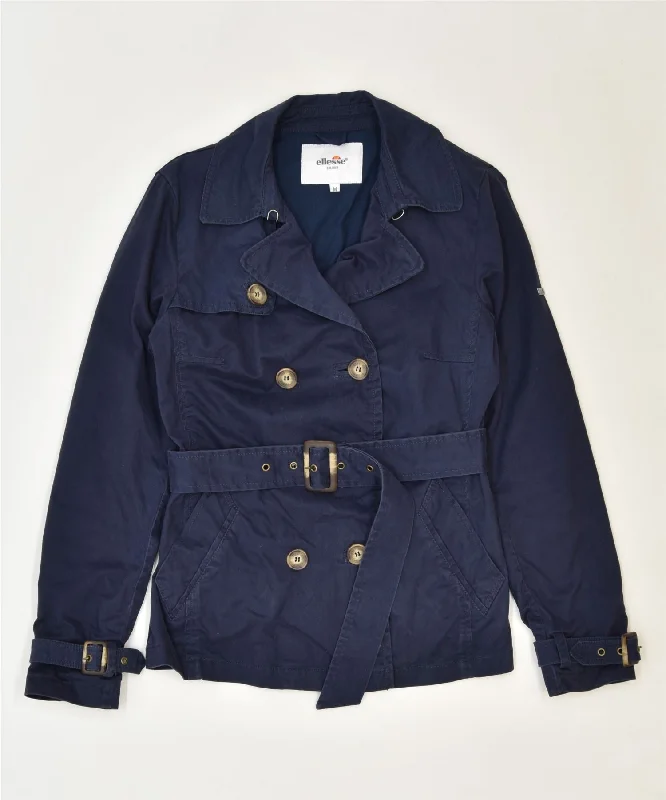 Fashionable Women's Clothes ELLESSE Womens Military Jacket UK 12 Medium Navy Blue Cotton Classic