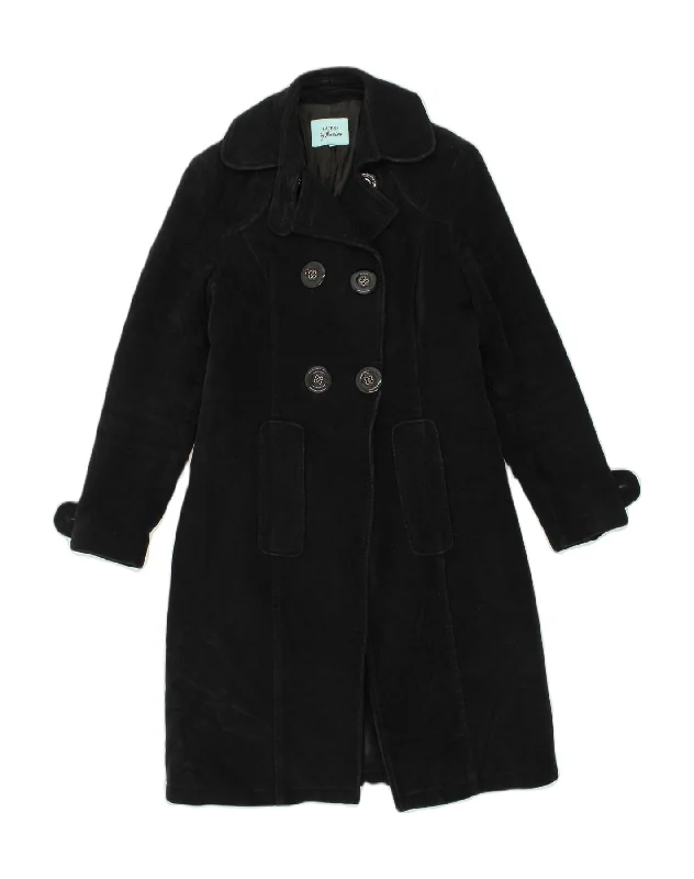 Clothing Sale GUESS Womens Double Breasted Coat IT 46 Large Black Cotton