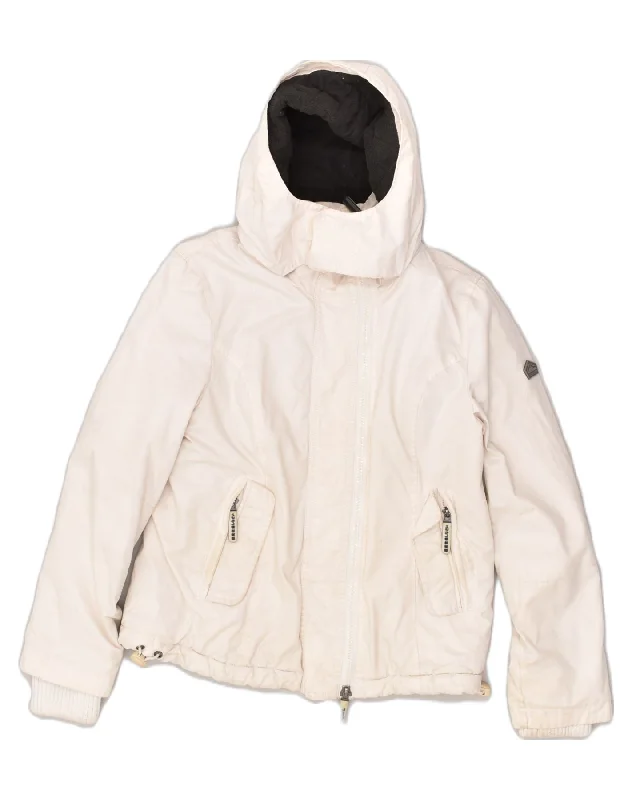 Women's Clothing For Work SUPERDRY Womens Hooded Padded Jacket UK 16 Large White Cotton Women's Clothing For Work SUPERDRY Womens Hooded Padded Jacket UK 16 Large White Cotton
