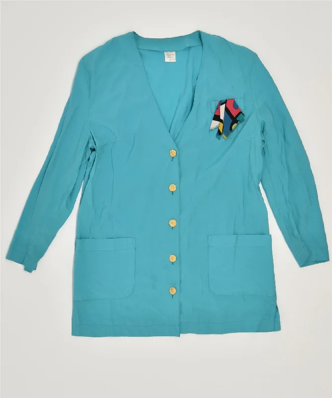 Clothing Sales VINTAGE Womens 5 Button Blazer Jacket EU 44 Large Turquoise