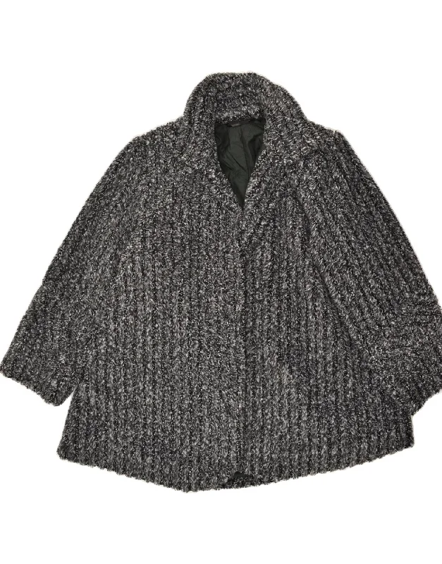 Women's Resort Apparel VINTAGE Womens Fleece Overcoat UK 18 XL Grey Flecked