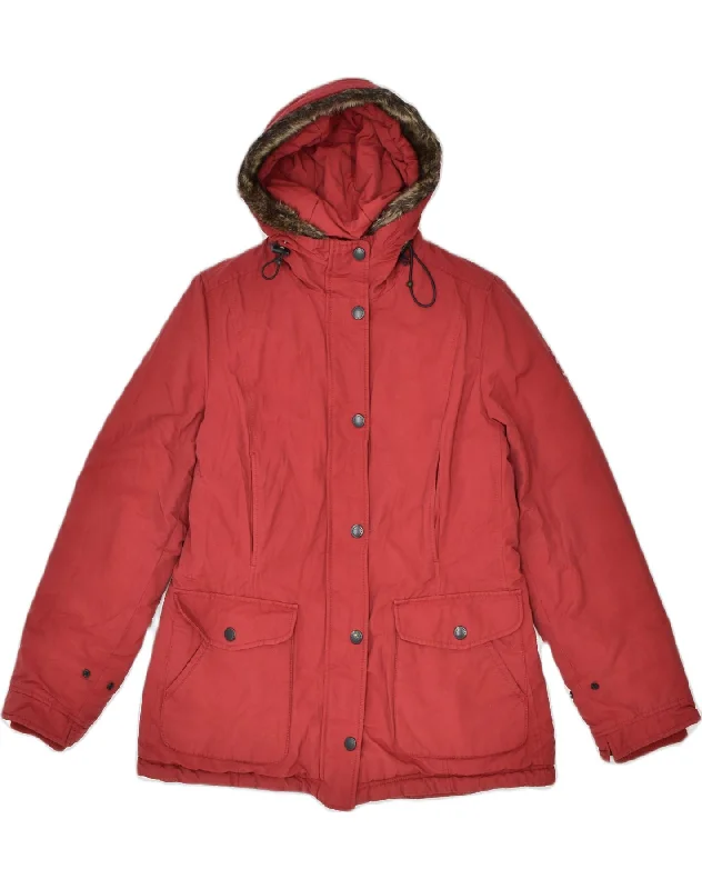 Women's Outfit REFRIGUE Womens Hooded Windbreaker Jacket UK 14 Large Red Cotton