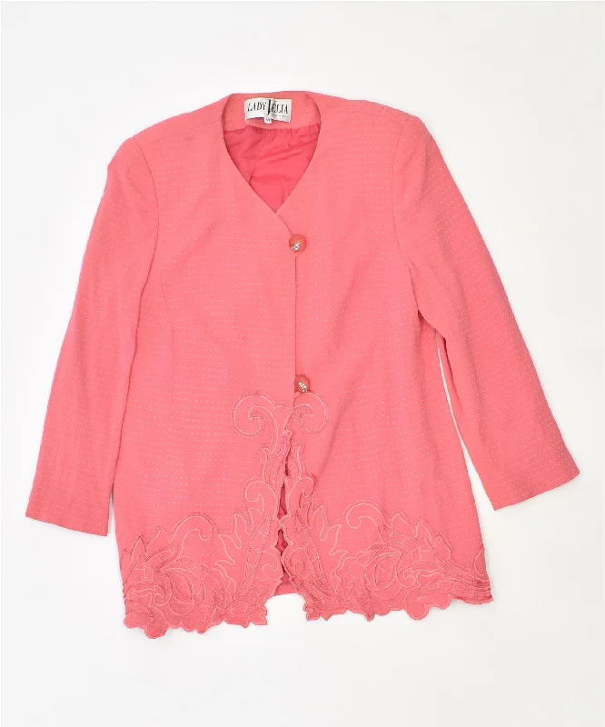 Timeless Women's Clothing LADY VELIA Womens 3/4 Sleeve 2 Button Blazer Jacket IT 43 Medium Pink Timeless Women's Clothing LADY VELIA Womens 3/4 Sleeve 2 Button Blazer Jacket IT 43 Medium Pink