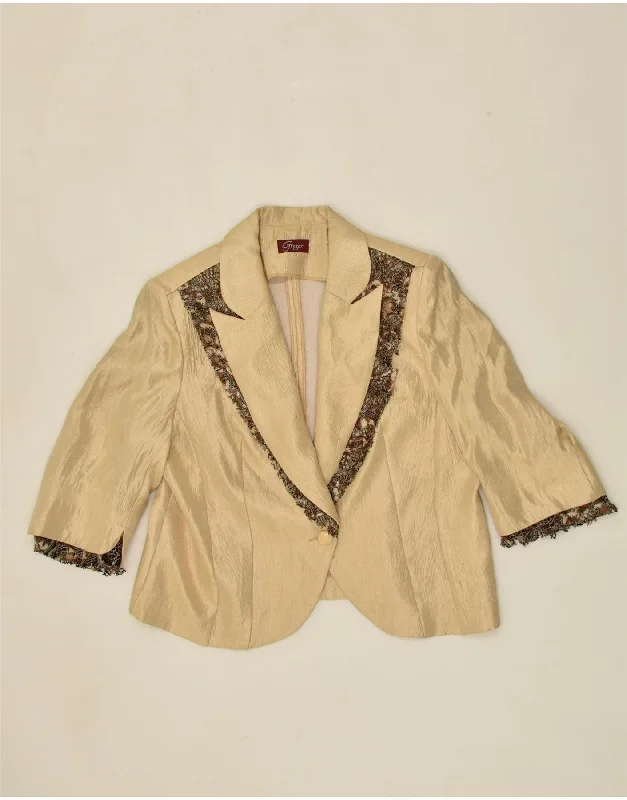 Affordable Women's Fashion VINTAGE Womens 1 Button Blazer Jacket UK 14 Large Beige Patchwork Affordable Women's Fashion VINTAGE Womens 1 Button Blazer Jacket UK 14 Large Beige Patchwork
