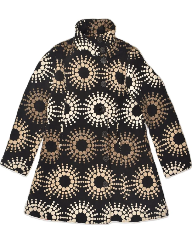 Women's High-End Clothing DESIGUAL Womens Overcoat UK 14 Large Black Spotted