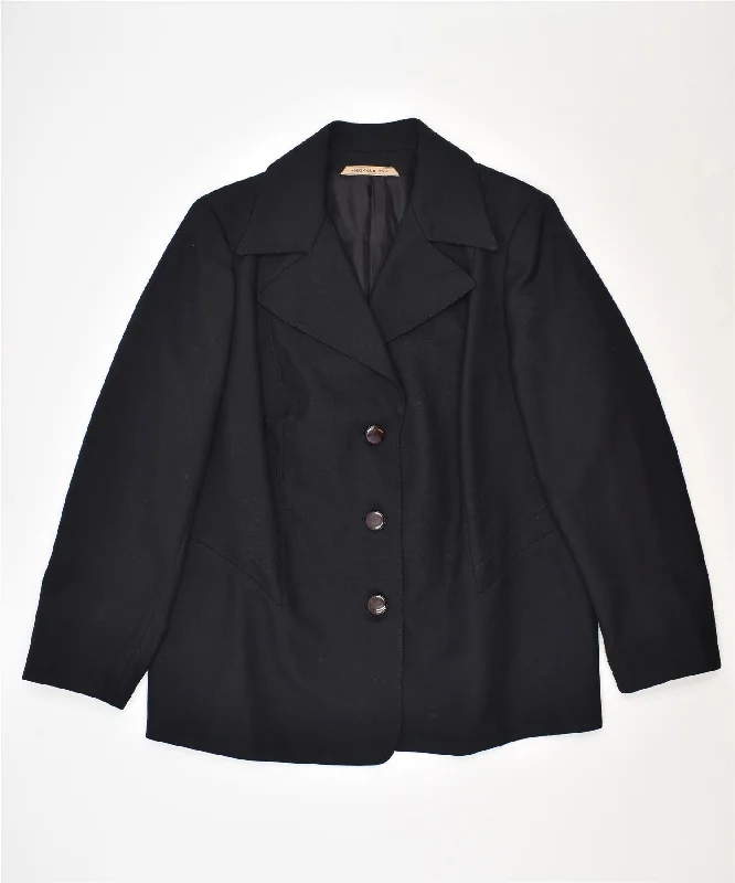 Women's Holiday Clothes VINTAGE Womens 3/4 Sleeve Blazer Jacket UK 16 Large Black