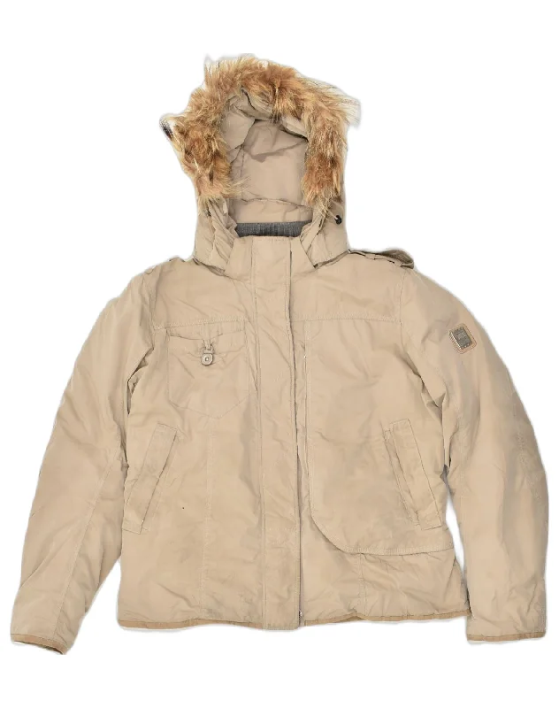 Modern Women's Outfit THINK PINK Womens Hooded Windbreaker Jacket UK 20 2XL Beige