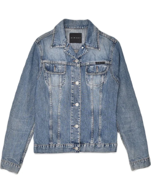 Trendy Athleisure Clothing For Women SISLEY Womens Denim Jacket UK 10 Small Blue Cotton Trendy Athleisure Clothing For Women SISLEY Womens Denim Jacket UK 10 Small Blue Cotton