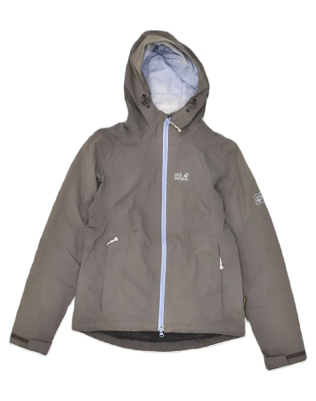 Comfortable Casual Wear JACK WOLFSKIN Womens Hooded Windbreaker Jacket UK 10 Small Grey Polyamide Comfortable Casual Wear JACK WOLFSKIN Womens Hooded Windbreaker Jacket UK 10 Small Grey Polyamide