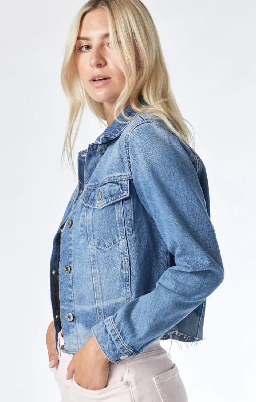Women's Clothes SIENNA CROP JACKET IN MID DENIM