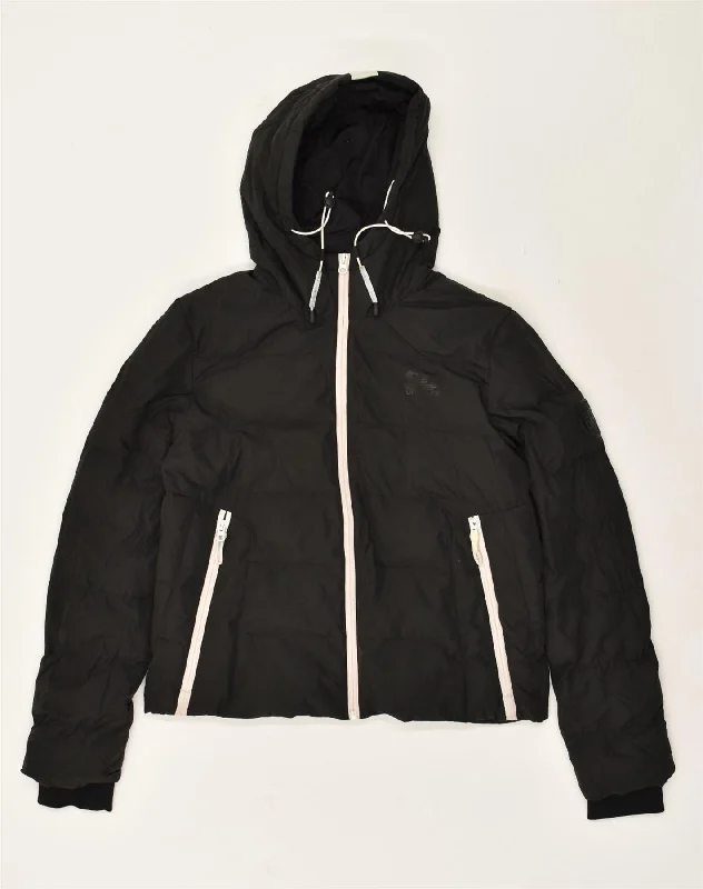 Women's Trendy Outfit SUPERDRY Womens Hooded Padded Jacket UK 12 Medium Black Polyester Women's Trendy Outfit SUPERDRY Womens Hooded Padded Jacket UK 12 Medium Black Polyester