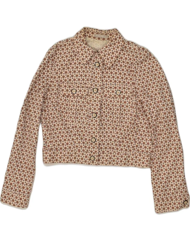 Women's Clothing STEFANEL Womens Crop Bomber Jacket IT 44 Medium Brown Spotted Cotton Women's Clothing STEFANEL Womens Crop Bomber Jacket IT 44 Medium Brown Spotted Cotton